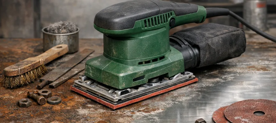 Metallflaechen vorbereiten und entrosten mit dem Schwingschleifer