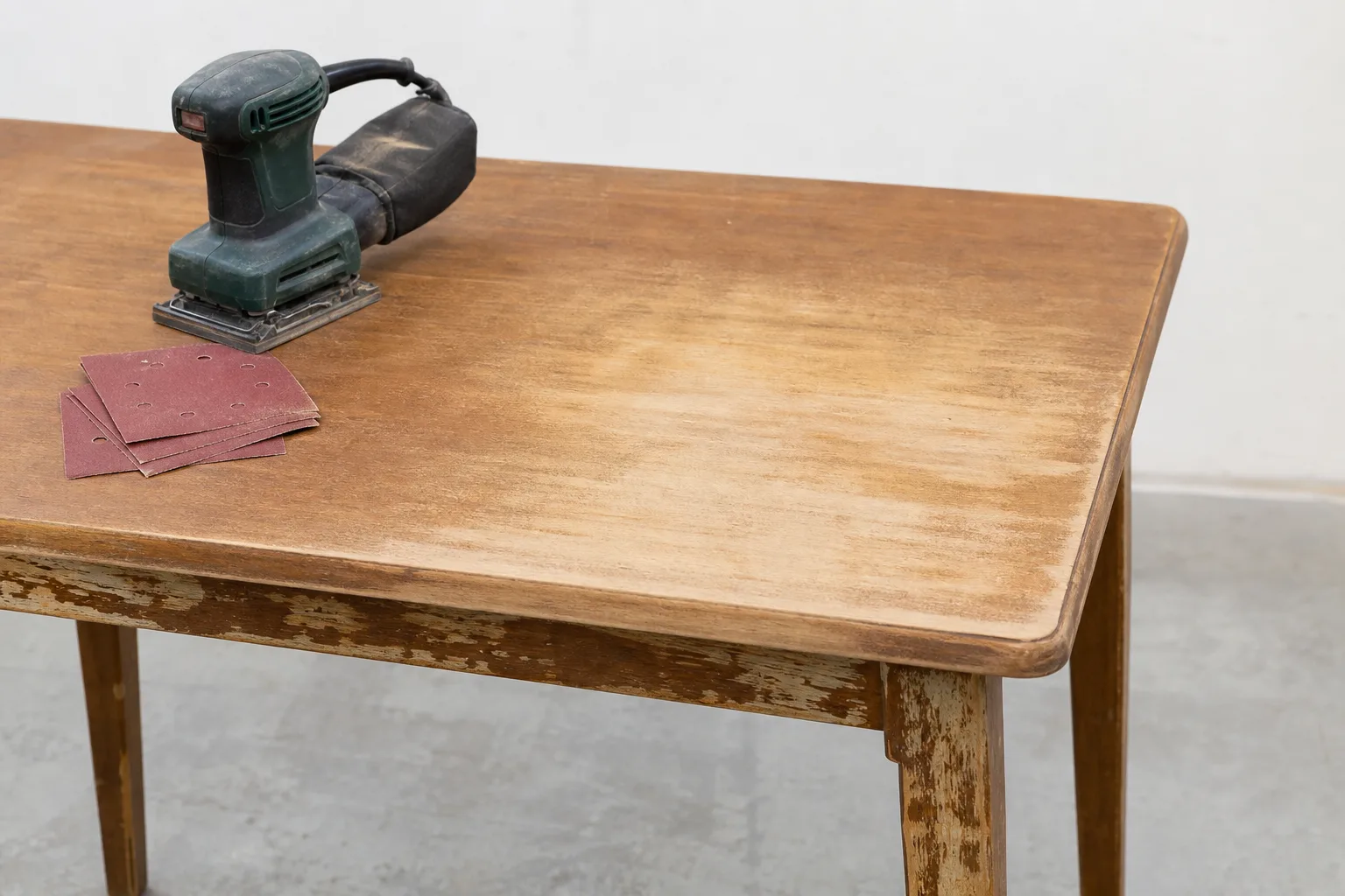 Schwingschleifer Tisch aufarbeiten: Schritt-fuer-Schritt DIY-Anleitung